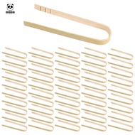 50Pcs Tongs Disposable Cooking Utensils Mini Bamboo Tongs Natural Toast Tongs for Cooking