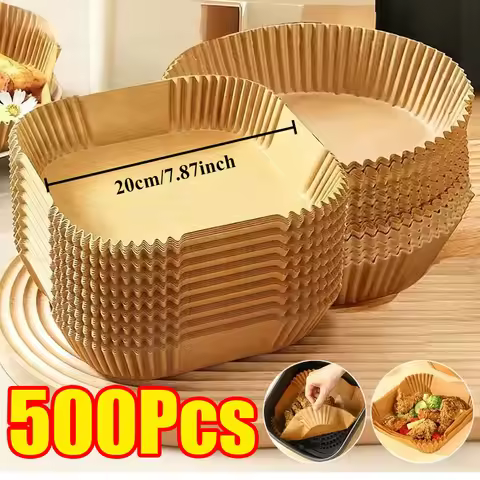 50-500Pcs Air Fryer Paper Disposable Round Square Air Fryer Liners Baking Paper for Air Fryer Microw