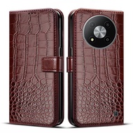 Crocodile Leather Phone Case For ZTE Blade A73 5G Flip Cover