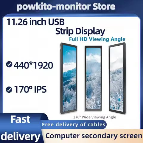 IPS11.26-inch portable monitor with USB auxiliary screen, 440 * 1920, suitable for desktop laptop Wi