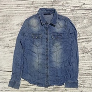 Kemeja blouse cewek jeans denim Henus edwin button second bekas