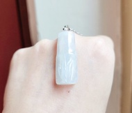 【親翠】天然翡翠 白冰大方極簡優雅竹節項鍊 冰塊感十足美項鍊