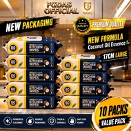 【10 PACKS】FGDAS 80PCS VALUE PACK SAIZ BESAR NEW FORMULA COCONUT OIL ESSENCE EASY KITCHEN WIPES CLEAN