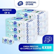 [Bundle Of 6] Vinda Prestige 3 Ply 4D-Deco Embossed Camellia Scented Toilet Paper Roll (8 Rolls)