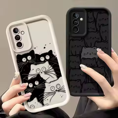 Funny Black Cartoon Cat Phone Case For OPPO RENO 15 15F F31 2F 2Z 5 5F 6 7 7Z 8 8Z 8T 10 11 11F 12 1