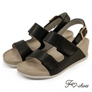 FM SHOES Comfortable Heightening Decompression Wedge Sandals Black