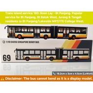 1:110 scale Singapore Bendy bus (O405G Hispano Habit), service 180
