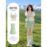 Mori Style Crochet Dress - Dopamine Green | Summer Travel Outfit