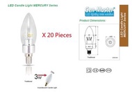 CELEX - 清貨價: 20個 x 水星系列 LED 蠟燭燈 3W 3000K 暖黃光 小螺頭 E14 透明罩 (大優惠)!