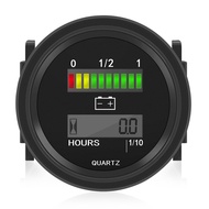 (BIGY) 12V/24V/36V/48V/72V LED Digital Battery Status Charge Indicator with Hour Meter Gauge Black
