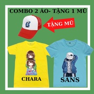 Áo thun trẻ em mẫu Undertale Sans Error 404 Chara Biệt Đội Gangster siêu ngầu 2 áo tặng kèm 1 Mũ lưỡ