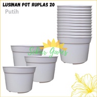 Bom Lusinan Pot Bunga 20 Putih Polos Pot Bunga Hias Plastik Lusinan