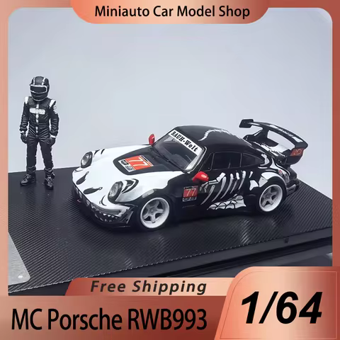 New In Stock Mc 1:64 Skeleton Rexy Porsche Rwb993 #77 Alloy Miniature Diecast Model Gift Dolls Limit
