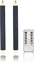 CozierGlow Black Flameless Taper Candles with Remote & Timer - 9 Inch, Leather-Textured Real Wax, 3D