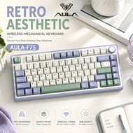 AULA F75 three-mode mechanical keyboard with Bluetooth wireless 75% layout (81 keys), gasket-structu