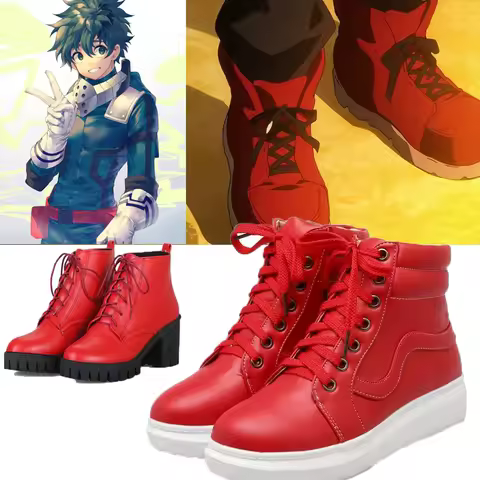 Academ Izuku Midoriya Cosplay Casual Women Men Vulcanize Canvas Shoes Lace-up High Top Shoes Summer