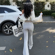 Quần Ống Loe Legging Cạp Trễ Dáng Dài Gập Eo AUGETY Evelyn Leggings