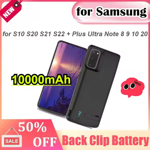 10000mAh Portable Battery Cover for Samsung Galaxy S10 S20 S21 S22 + Plus Ultra Note 8 9 10 20 Batte
