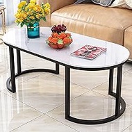 JKGHK Oval Coffee Table,Tempered Glass End Table,Modern Accent Sofa Side End Table,Sturdy Metal Fram