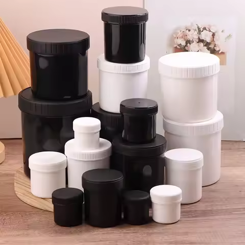 30-1000ml White/Black Plastic Jar Mask Jar Cream Jar Food Storage Tank Cosmetic Empty Container Make