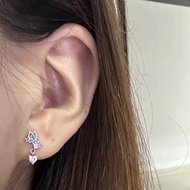 1pc Stainless Steel Earring Silver Crystal Ear Piercing Anting Stud Earlobe Silver Anting-Anting Kel