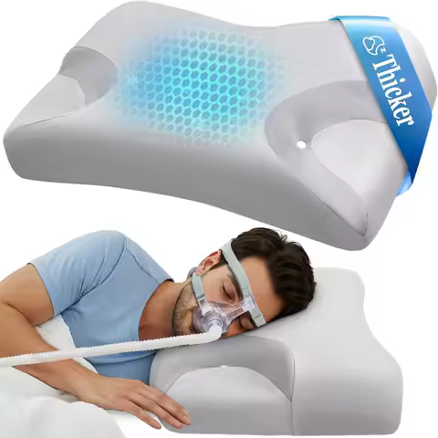 CPAP Pillow for Side Sleepers, Contour Memory Foam Pillow with Hose Holder, Neck Pain Relief for CPA