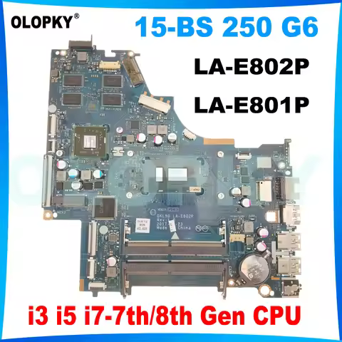 DKL50 LA-E802P LA-E801P Mainboard for HP 15-BS 250 G6 laptop motherboard i3 i5 i7-7th/8th Gen CPU 2G