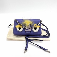 FENDI紫色小怪獸超mini肩背斜背包15*8*2.5 98新配件塵袋