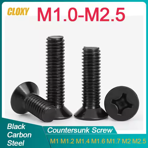 50/ 100pcs M1 M1.2 M1.4 M1.6 m1.7 M2 M2.5 Mini Small Black Steel Cross Phillips Flat Head Countersun