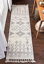 Well Woven Doza Beige Moroccan Shag Diamond Medallion Pattern Runner Rug 2x7 (2'3" x 7'3" Runner)