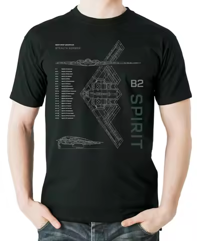 Aviation Themed B2 "Spirit" Stealth Strategic Bomber T-Shirt. Summer Cotton Short Sleeve O-Neck Mens