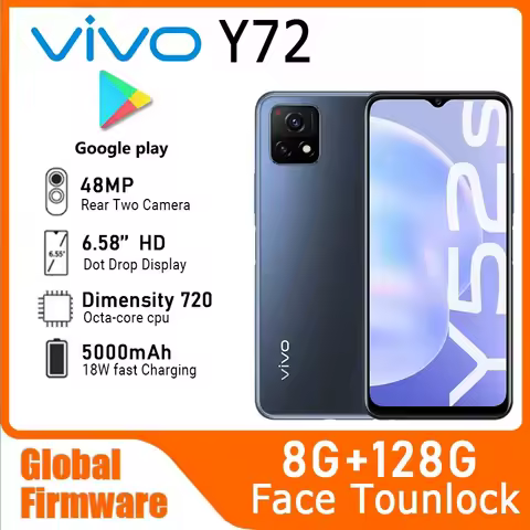 Vivo Y72 5G smartphone Global firmware 8GB RAM 128GB ROM 5000mAh Smart Phone Dimensity 720 Battery 1