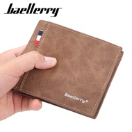 Baellerry Wallet Short For Men Bifold Casual Purse Soft Brushed Leather Multi Wallets Card Case Coin Pocket Male Zipper Money Bag