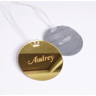 Lugagge /Bag SuitcaseTAG Custom Round Suitcase with Gold and Silver Acrylic Name