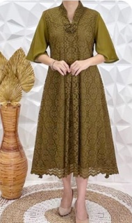 DRESS SEMI RENDA/DRES BROKAT KARTINI KENIAN WANITA KEKINIAN