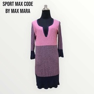 Max mara เดรสแขนยาวสีชมพูตัดลายขวาง