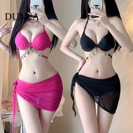 DUNEA Women's Sexy Push Up Thickened Steel Bikini Three-piece Set