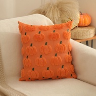 Pumpkin Fall Decorative Throw Pillow Covers 18x18Inch Orange Soft Faux Fur Pillow Covers for Autumn 