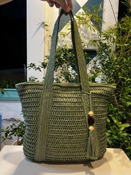 Túi 2hand tote đeo vai cói đan handmade rất xinh của Nhật -T919