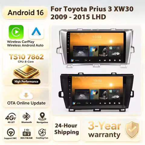 Android 16 For Toyota Prius 3 XW30 2009 - 2015 LHD Car Radio Multimedia Player Carplay Car Stereo GP
