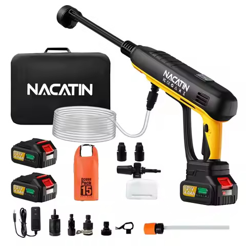 Cordless Pressure Washer, 2X 4.0Ah Battery Power Washer with Triplex Plunger Pump amp Pressure Setti