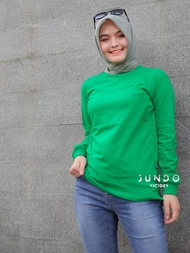 Kaos Polos Lengan Panjang Premium Jundo Hijau Fuji Wanita dan Pria Kaos Tangan Panjang Kaos Seragam