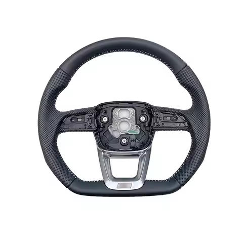 High Quality For Audi Q5 FY Q7 Q8 A4allroad RS5 Semi Perforated Flat Bottomed Leather Sports Steerin