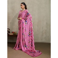 Stylish blouse with matching Ajrakh print and contrast border, perfectly complementing the saree