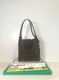 Fendi啡色老花皮革肩帶手提袋腋下包 日本中古Vintage