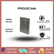 ready stock Proocam Nikon EN-EL8 Compatible Battery for Camera S8 S9 P1 P2 S7 S6 S5 S4