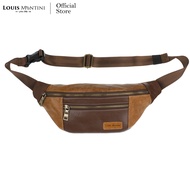 Louis Montini (JOHNNY) กระเป๋าคาดอก หนังแท้ทั้งใบ กระเป๋าคาดอกผู้ชาย หนังวัวแท้ Genuine leather belt bag BCG11