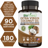 Biofinest Extra Virgin Coconut Oil 2000mg Supplement - Omega 6 Capsule Brain Skin Hair Fat Burn Weig