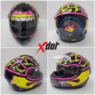 XDOT G2500 SHARK PINK FULL FACE L SIZE 60CM ABS-PC SHELL HELMET WITH POLY CARBORNATE 3D DOUBLE VISOR ( SIRIM APPROVED )