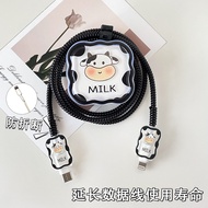 Cute Cow Charger Protector Case Set 20W Charger Case Cable Protector for iPhone 18/20W Silicone Cove